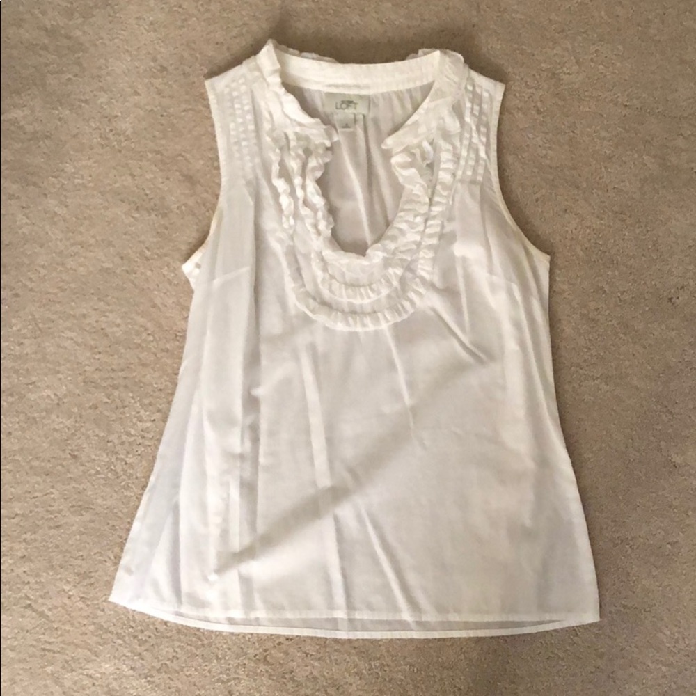 Ann Taylor Loft white linen tank
